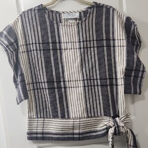 VNTG Jess & Liz Navy and White Linen Blouse Size 10